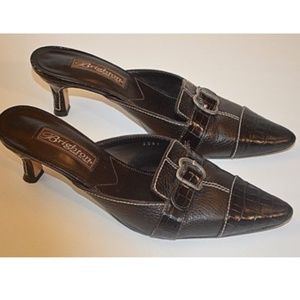 Brighton Leather 6.5 M  Brown Croc Mules Heels